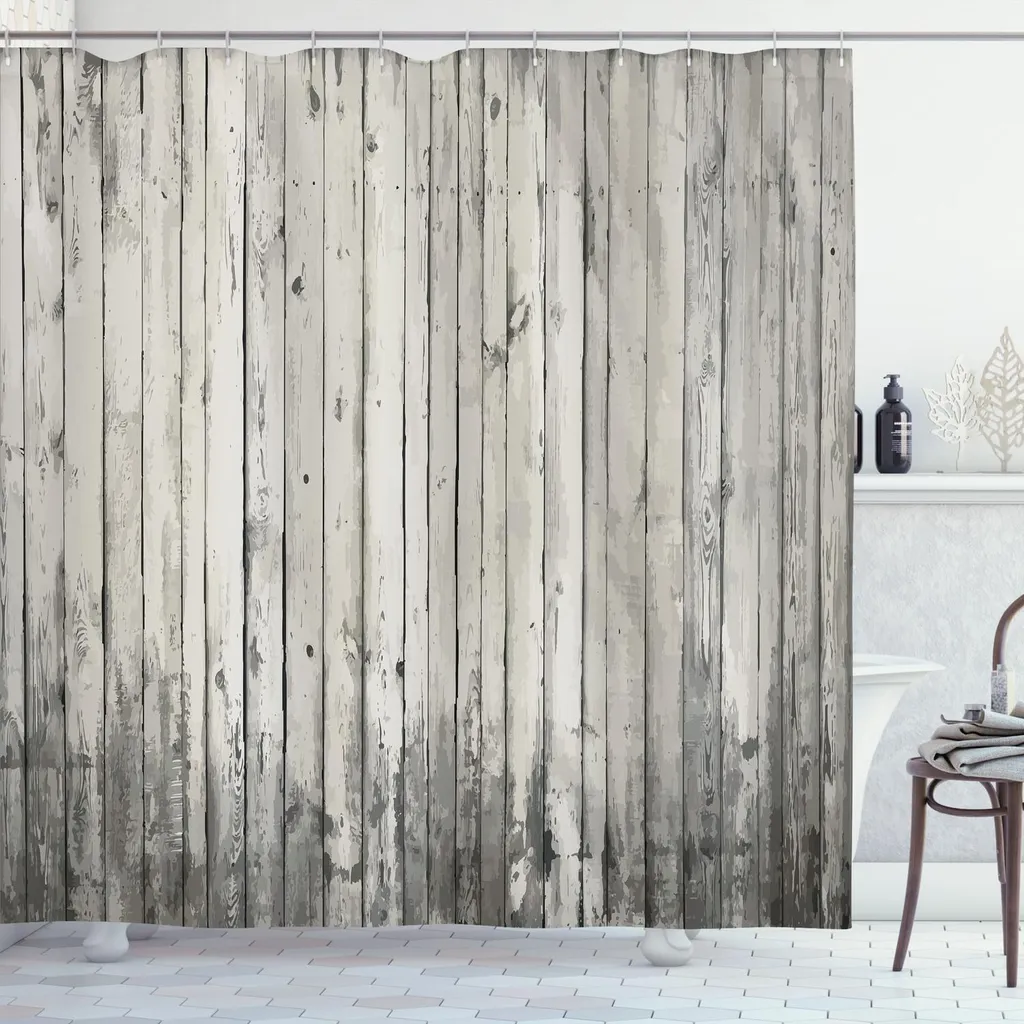 Tenda Doccia Antimuffa 175x220cm ABAKUHAUS - Grigio Legno Vintage