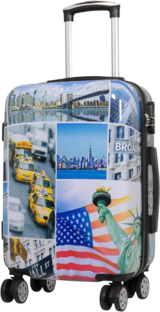 Hartschalen Reise Koffer Trolley Bordgepäck mit Motiv NY Liberty - Gr. M