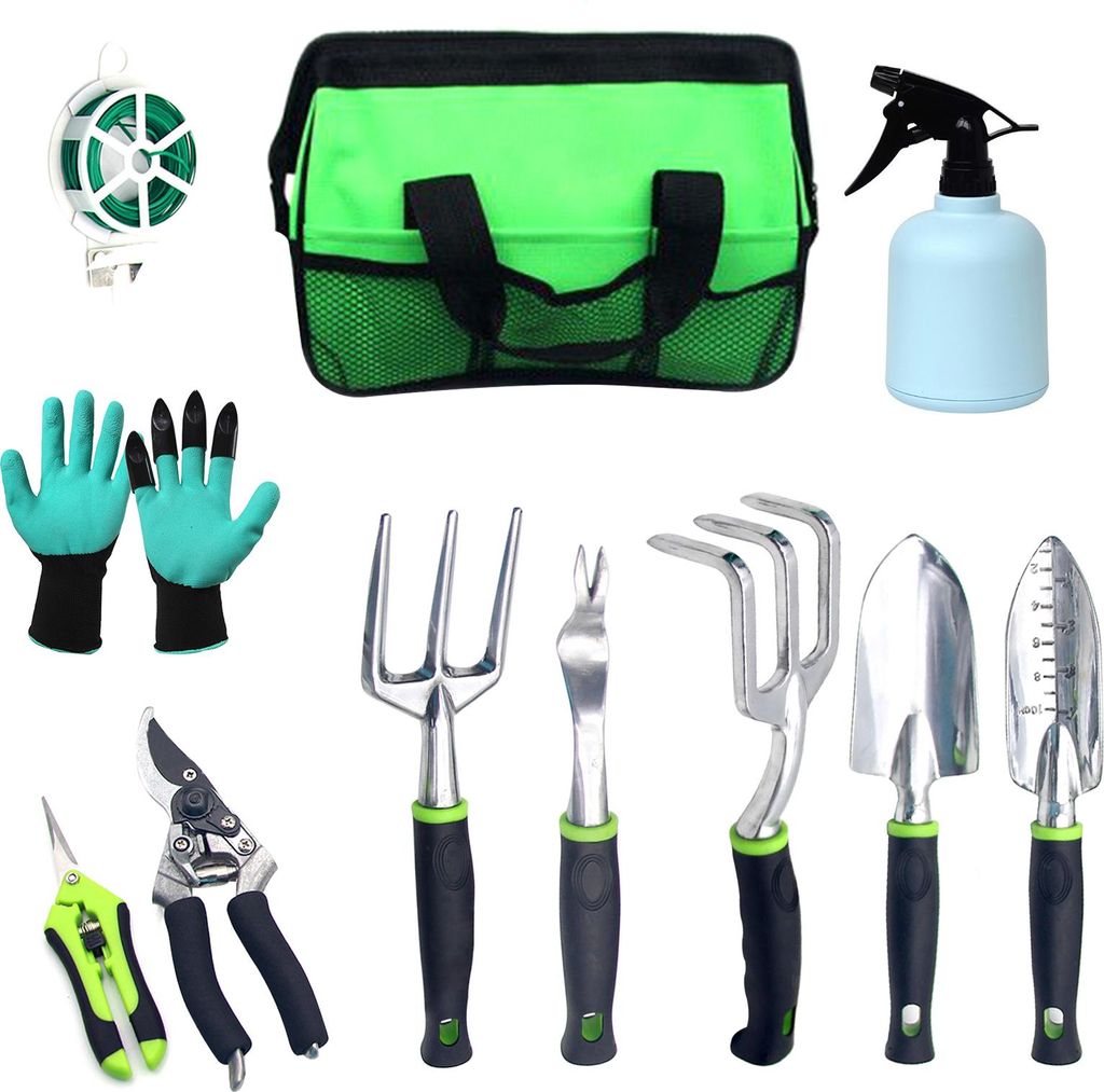 Gartenwerkzeug Set mit Tasche šC Spaten, Astschneider, Handschuhe, Gartenschaufel, Hands?ge, Wurzelstecher, fš¹r Graben & Umsetzen