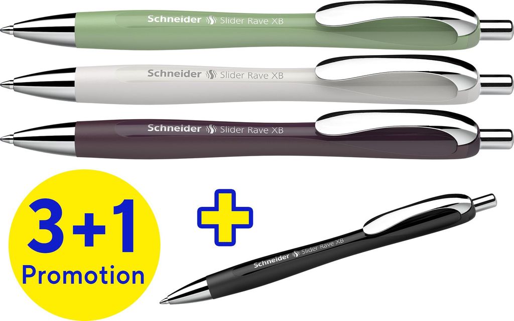 Schneider Kugelschreiber Slider Rave XB Trend 25, Box 4 Stück sortiert