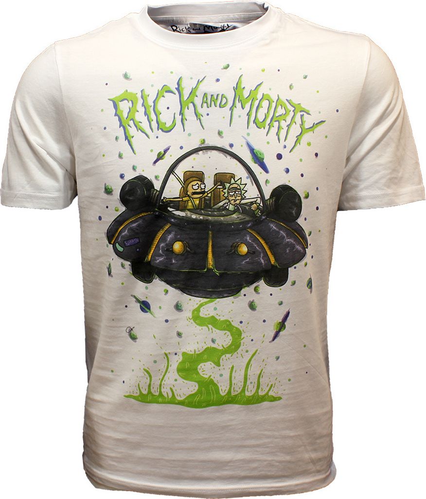 Rick und Morty Flying Saucer Adventure T-Shirt – Produktbild 