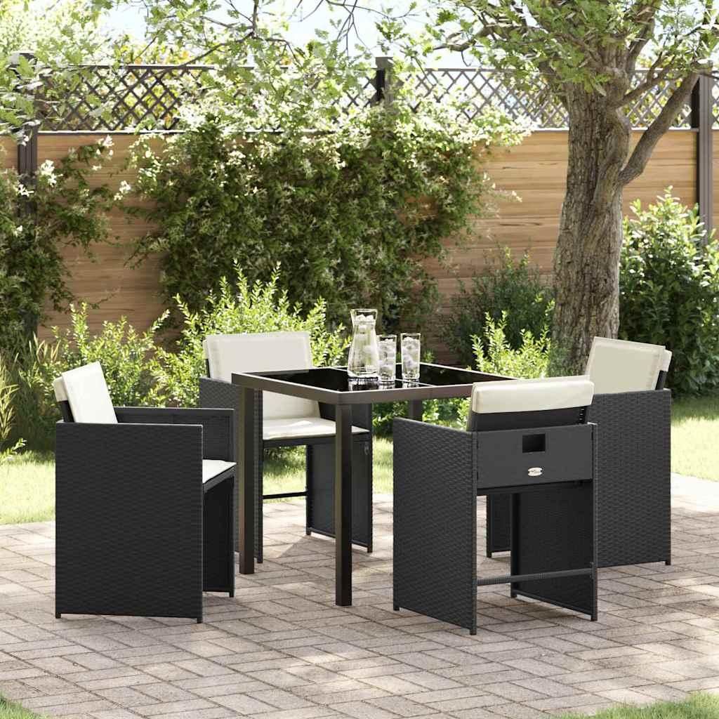 Maison Exclusive - Garten Essgruppe 5 pcs Schwarz Poly-Rattan