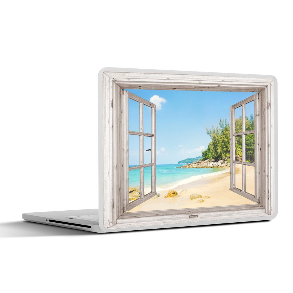 MuchoWow Laptop Aufkleber Sticker Cover Aussicht - Strand - Sand 32.5x23.5 cm - Sticker für Laptop - Selbstklebend
