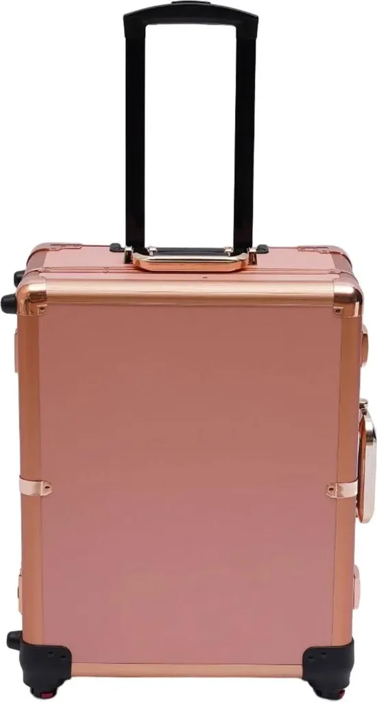 Mallette de maquillage rigide 3 niveaux et coffret cosmétique or rose
