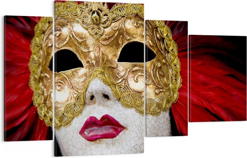 Bild auf Leinwand - Leinwandbild - Venezianische Maske Kostüm Spaß Feder - 120x70cm - Wand Bild - Wanddeko - Leinwanddruck - Bilder - Kunstdruck ...