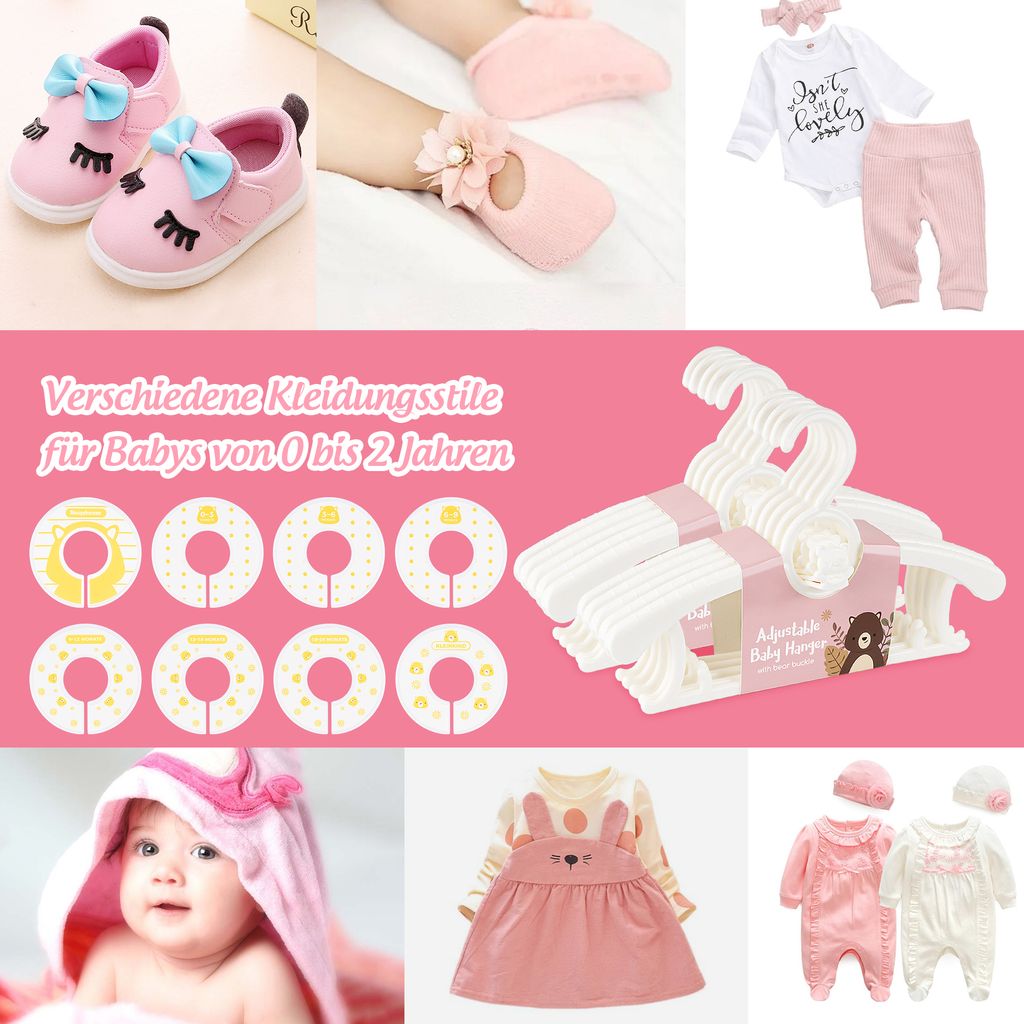 Homewit 30-teilig ausziehbare Kinderkleiderbügel mit Produktbild 6