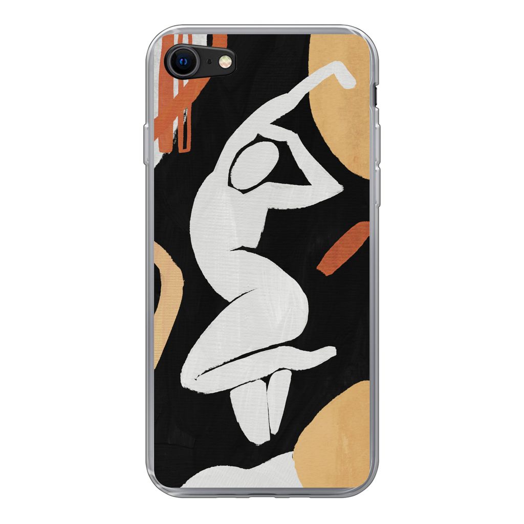 MuchoWow Handyhülle Schutzhülle Hülle für iPhone 8 Frau - Silhouette - Grau Silikon Softcase Handy Hülle - Schutzhaube