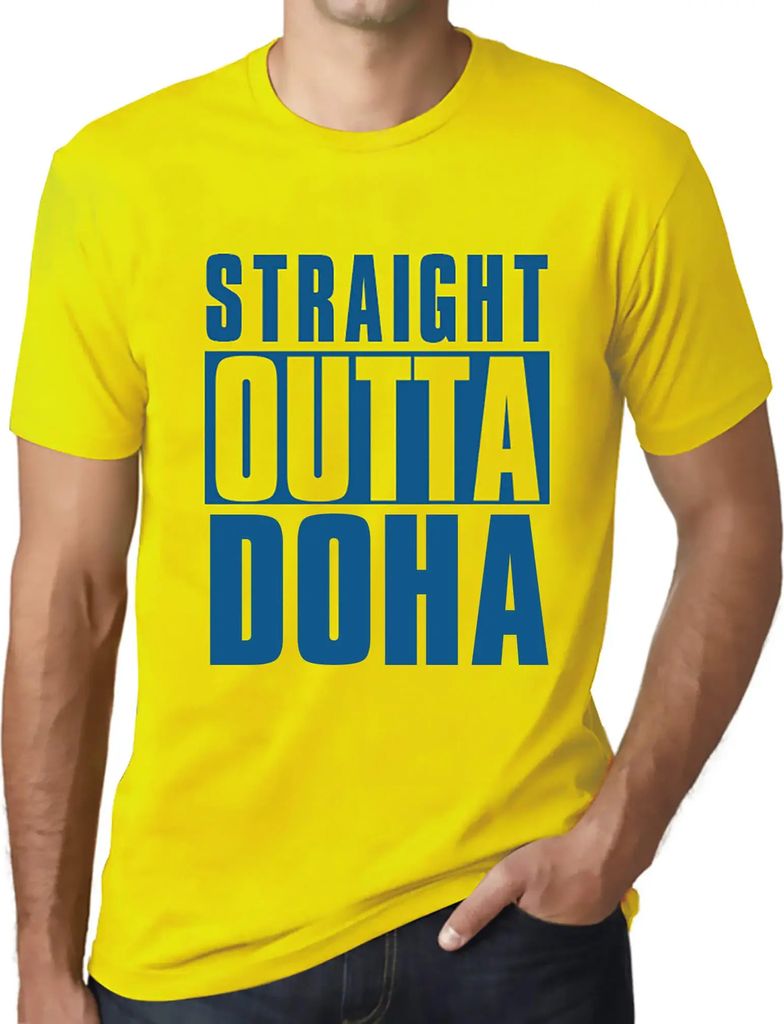 Herren Grafik T-Shirt Direkt aus Doha – Straight Outta Doha – Öko-Verantwortlich Vintage Jahrgang Kurzarm Lustige Druck Geburtstag Geschenk Mann
