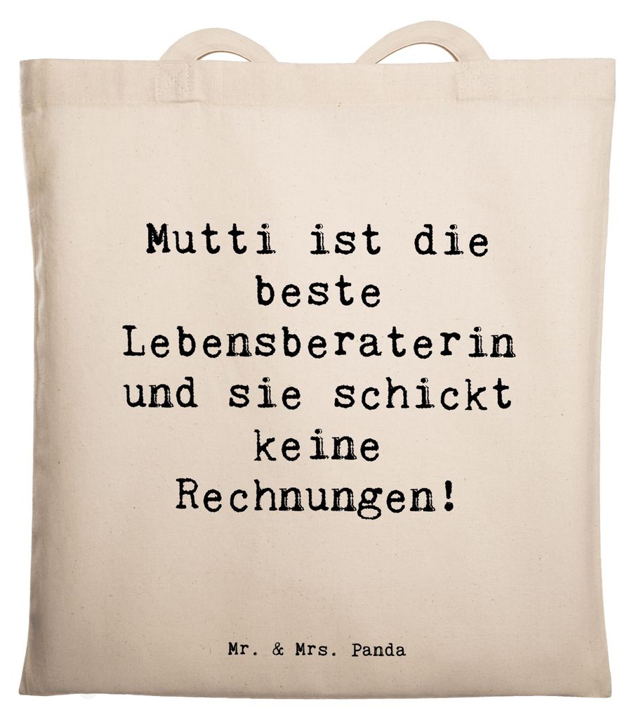 Mr. & Mrs. Panda Jutebeutel Spruch Mama Ratschläge - Transparent - Geschenk, Familienmitglieder, Familie, Tasche, Mutterliebe, Shopping, Liebe, La...