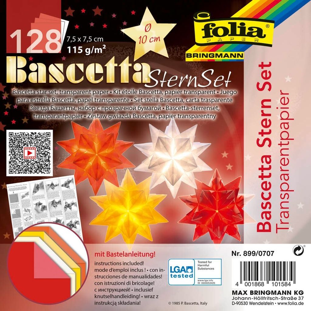 folia Faltblätter Bascetta-Stern 75 x 75 mm transparent 128 Produktbild 1