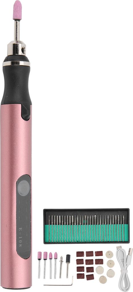 Elektrischer Mikrogravierer, Mini-DIY-Vibrogravierer-Werkzeugsatz, Nagelentfernungszubehör, Roségold
