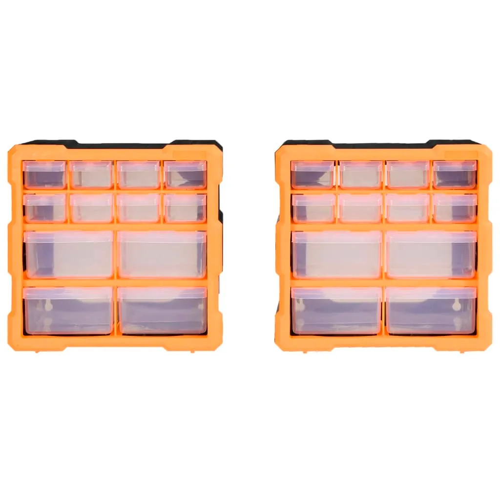 vidaXL Organisateur multi-tiroirs 2 pcs avec 12 tiroirs 26,5x16x26 cm