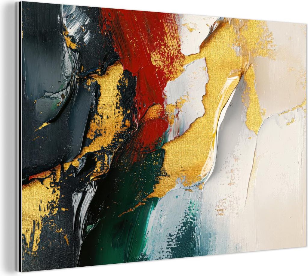 MuchoWow Wanddekoration Metall Metallbild Wandkunst 90x60 cm Modern - Weihnachten - Abstrakt - Gold MuchoWow Aluminium Gemälde - Wandbilder