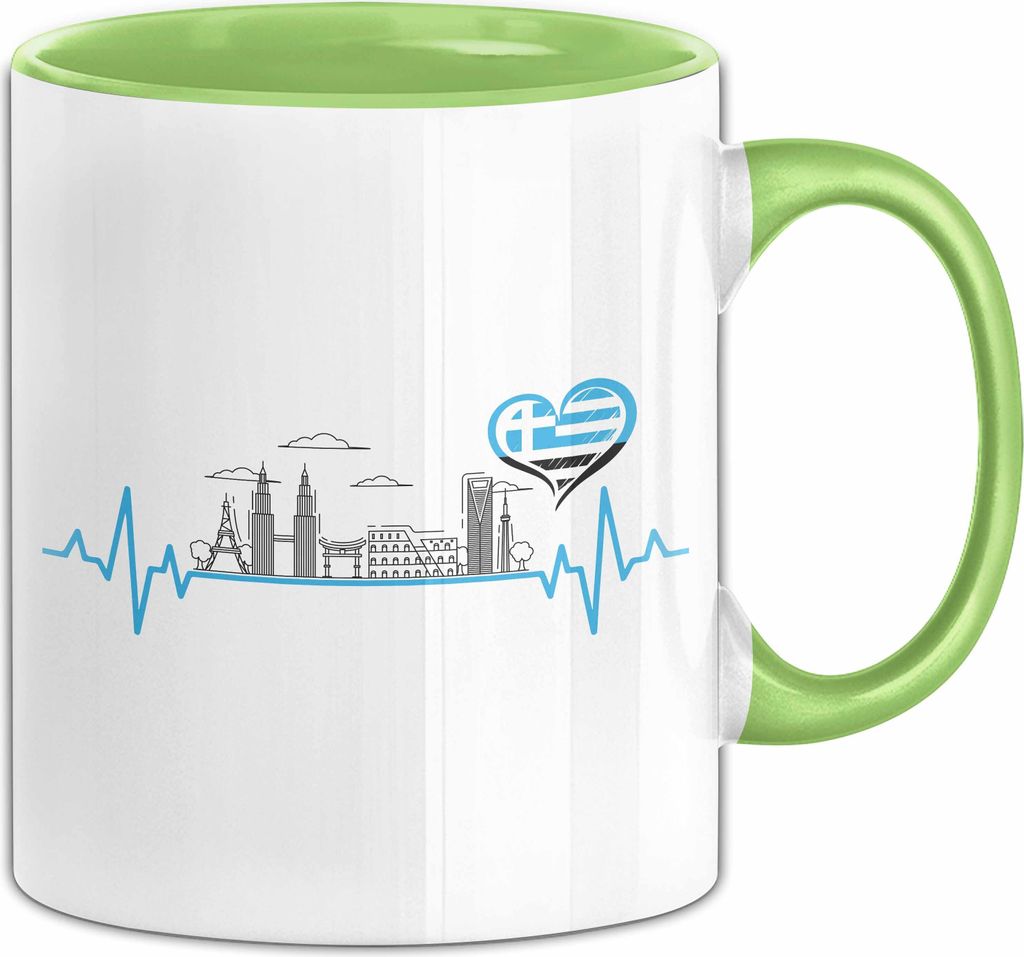 Bochum Tasse Herzschlag Herz Ruhrpott Kohle Heimat Bochum Stadt Kaffee-Becher (Grün)