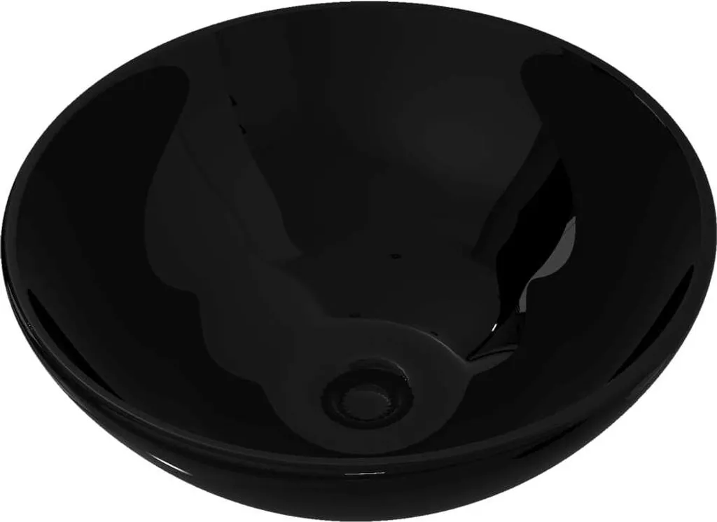 Lavabo in Ceramica Rotondo Nero Opaco - Arredo Bagno Design Moderno