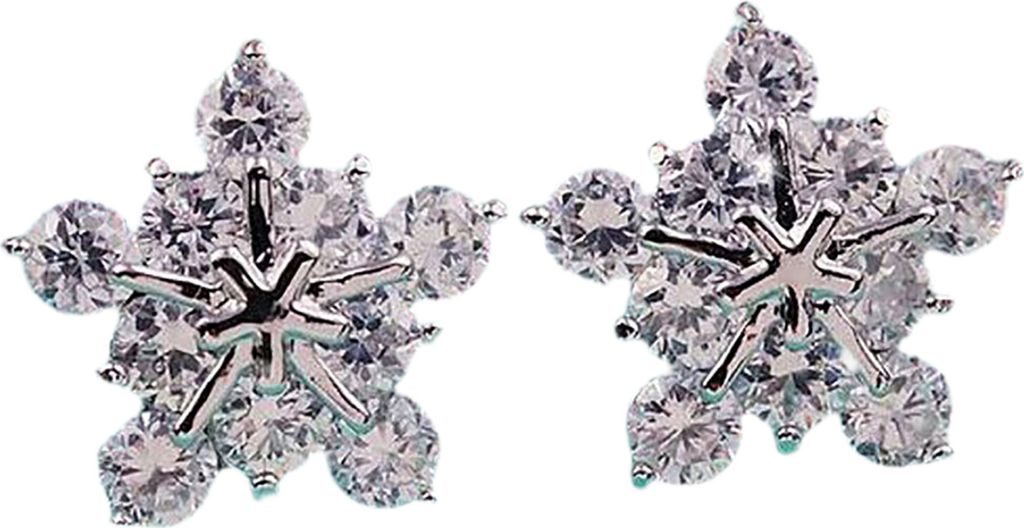 Ohrstecker, fünfblättrige Blume, glitzernde Legierung, Ohrring-Schmuckzubehör für Dating-Silber