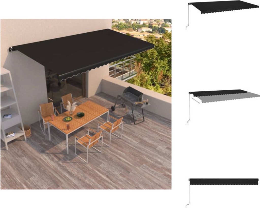 vidaXL Markise Manuell Einziehbar 600x350 cm Anthrazit - Markisen