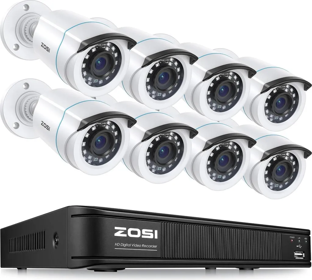 Kit Vidéosurveillance Complet 8 Caméras Vision Nocturne et Stockage HDD