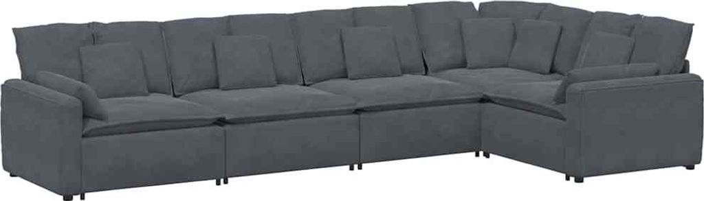 vidaXL Modulares Sofa mit Kissen Samt Dunkelgrau