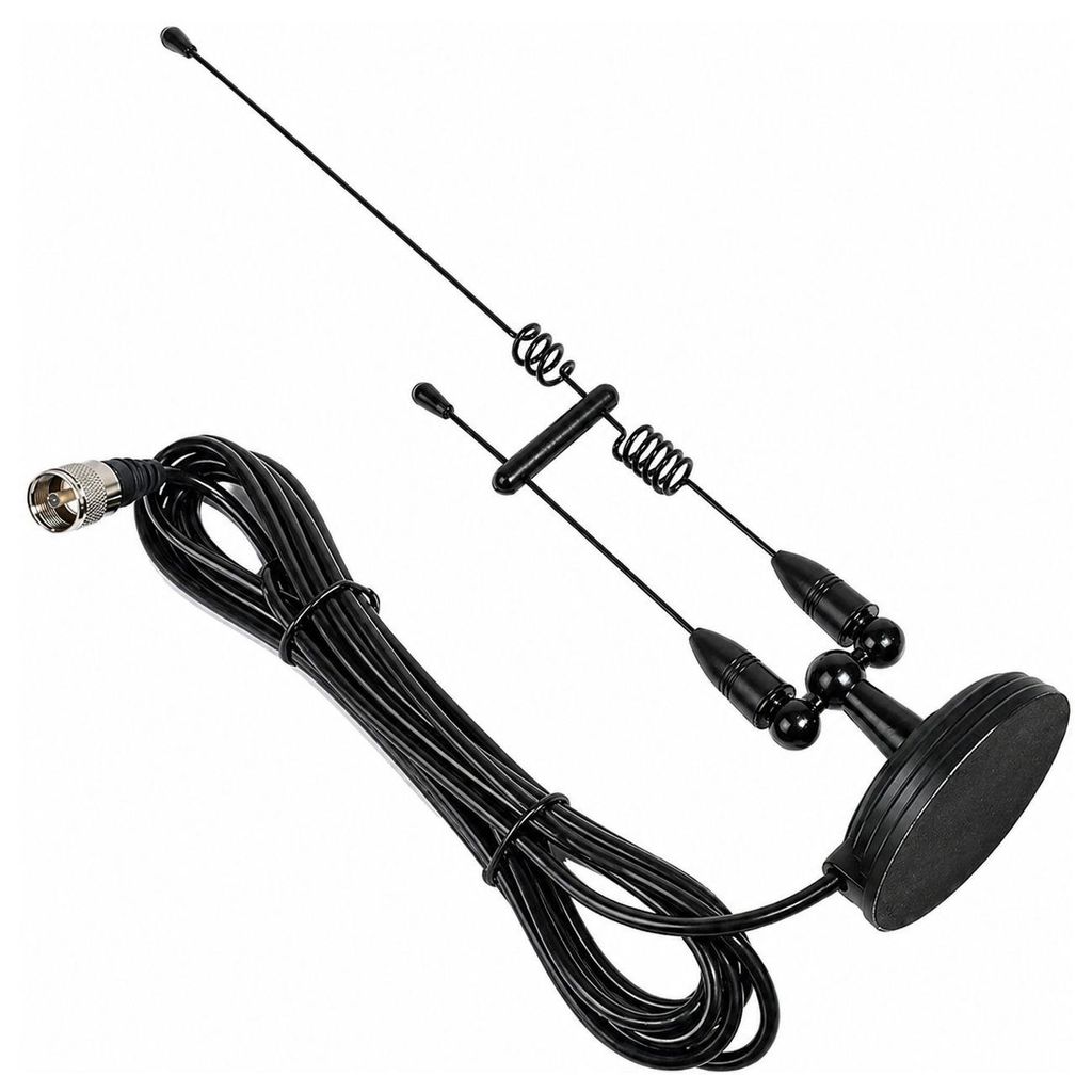 Minadax Dual Band Mobilantenne 43,7 cm für 2m/70cm Amateurfunk, VHF/UHF 144/430 MHz, Magnetfußantenne mit 4 m RG58 Kabel, PL259 Stecker, kompatib...
