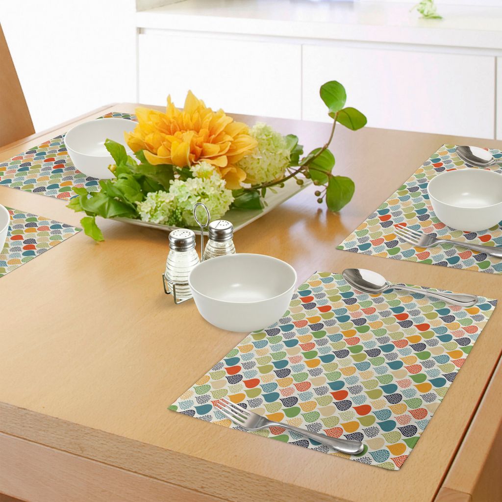 ABAKUHAUS Abstrakt Platzmatten, Buntes großes Tropfen-Punkt-Muster in verschiedenen Töne Retro flippige Mode-Grafik, Tiscjdeco aus Farbfesten Sto...