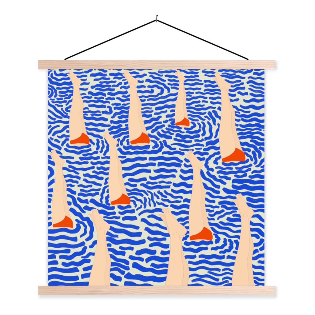 MuchoWow Textilposter Bein - Wasser - Vintage 120x120 cm mit holzfarbenen Rahmen - Textil-Poster
