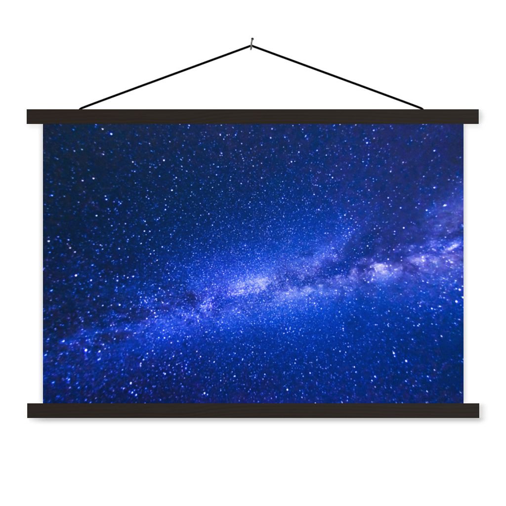 MuchoWow Textilposter Sternenhimmel - Universum - Blau - Jungen - Mädchen - Kinder 90x60 cm mit schwarzem Rahmen - Aufhängungssatz
