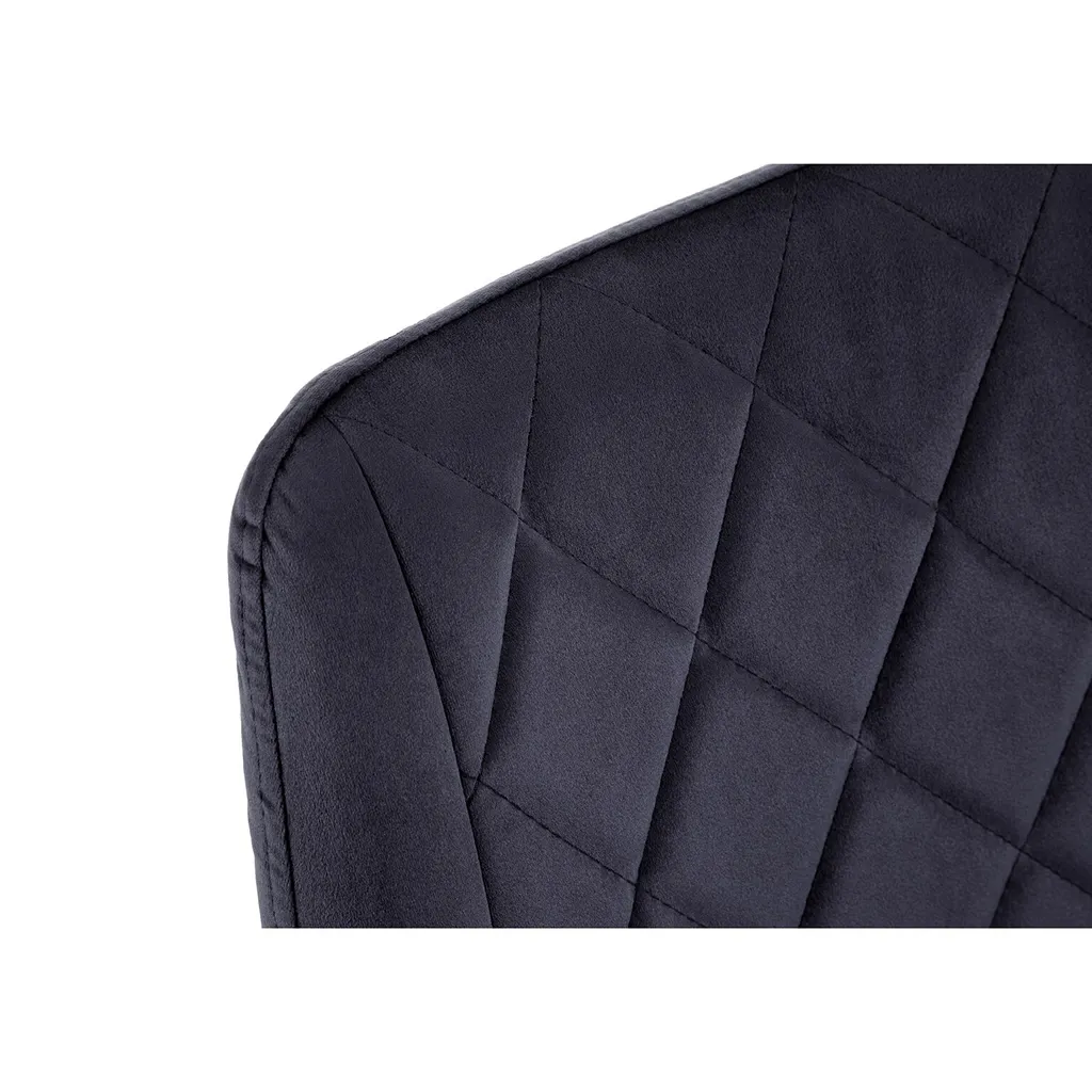 Chaise de Table en Velours Noir au Design Moderne et Pieds Robustes - 6