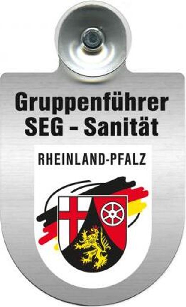 Einsatzschild Windschutzscheibe incl. Saugnapf - SEG-Sanitäter im Einsatz - 309475 - incl. Regionen nach Wahl Color - Region Rheinland-Pfalz