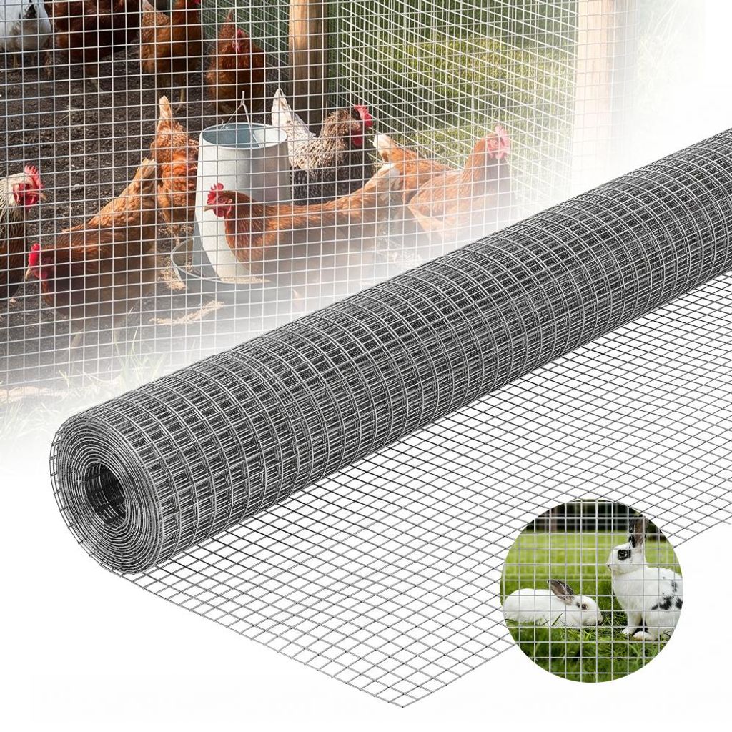 1m x 10m Silber Volierendraht Maschendrahtzaun Maschendraht Produktbild 