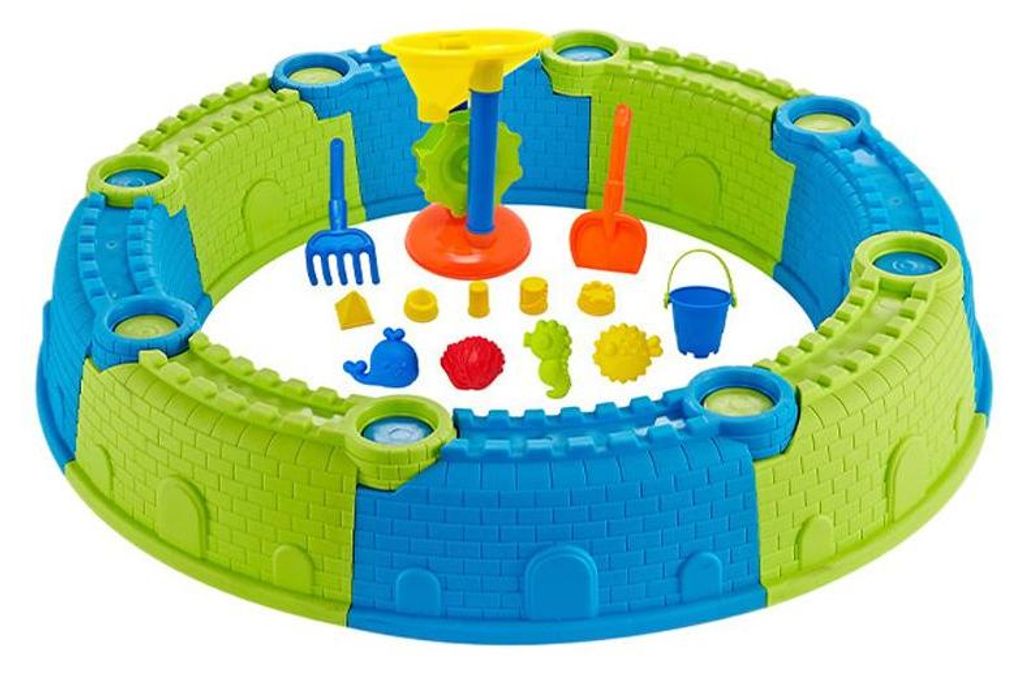 Kinder Sandspielzeug Set Sandkasten Burg Sandtisch 21-tlg. Schaufel Eimer Wasser Sandspiel Kunststoff ab 3 Jahre Outdoor Kreisförmige Stadtmauer