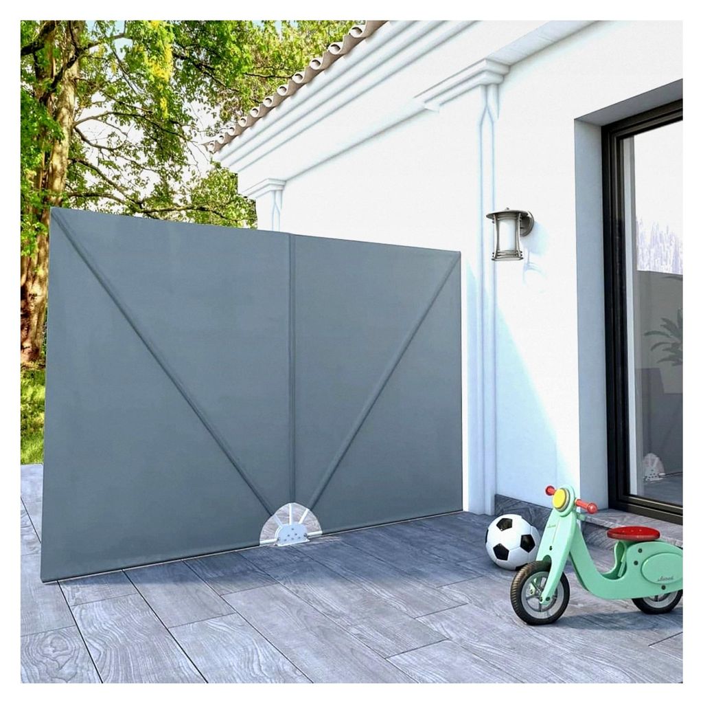 Faltbarer Terrassen-Seitenfächer wasserabweisend und UV-beständig für Balkon und Garten 240 x 160 cm Grau