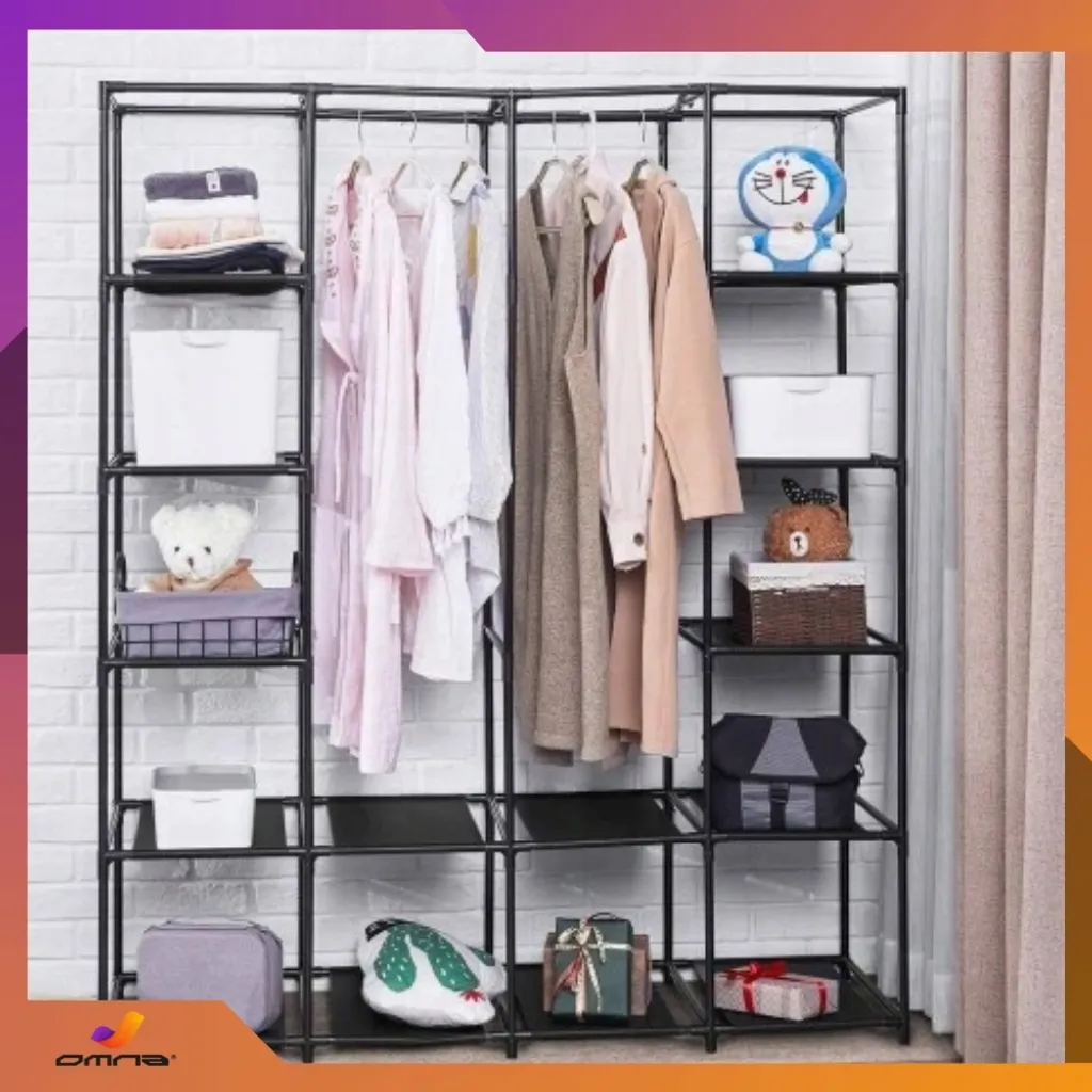 Dressing Textile XXL Gain de Place - Idéal Chambre et Studio - Noir