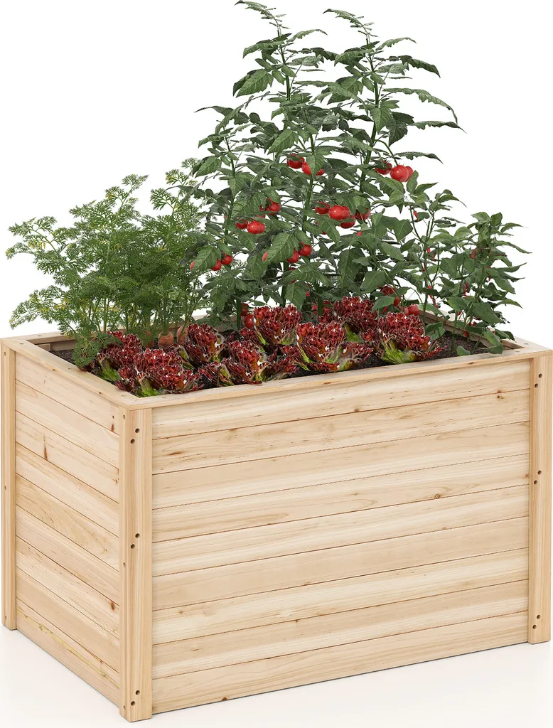 Bac de Jardin Surélevé en Bois Massif 120cm pour Plantes et Légumes