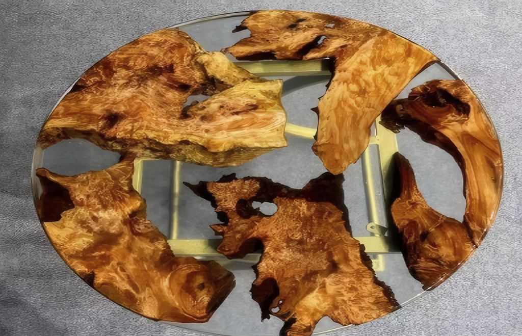 Runder Epoxidharz Couchtisch Transparenter Wohnzimmer Tisch