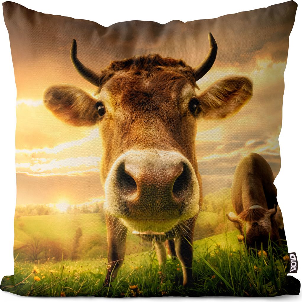 VOID Kuh Weide Landschaft Kissenbezug Kissenhülle Sofakissen Kissen Deko Outdoor-Kissen Dekokissen