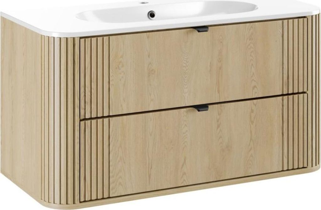 Badezimmer-Set KORI: Waschtischunterschrank 100cm + Einbauwaschbecken