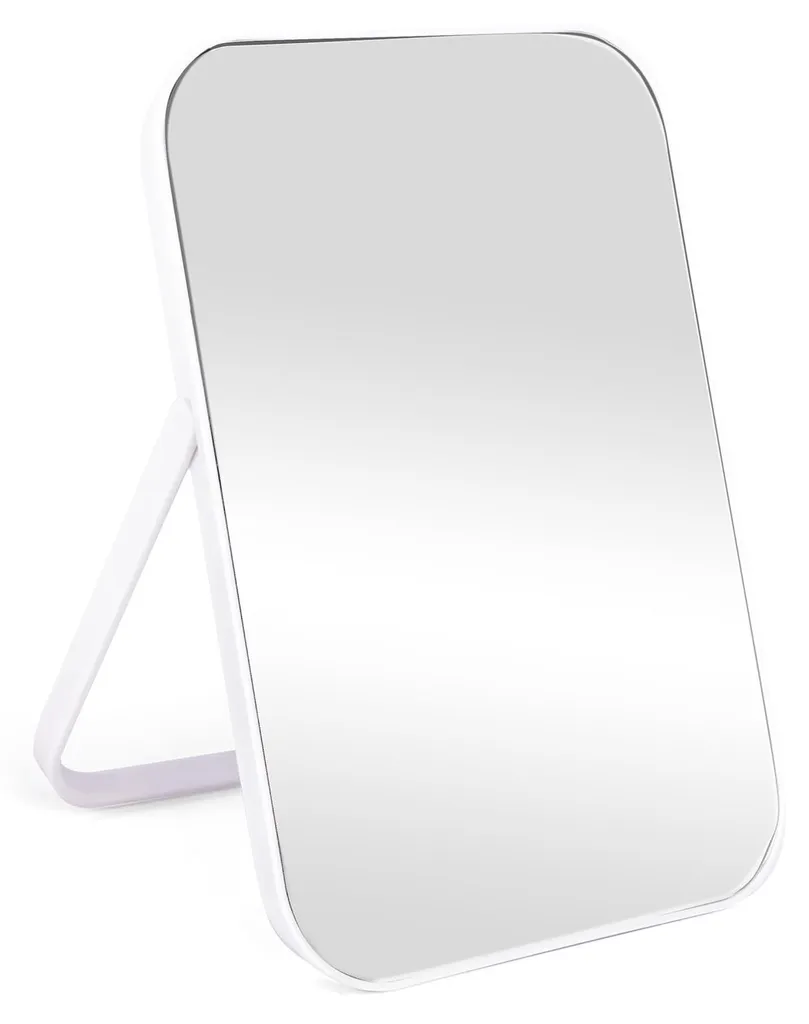 Miroir de maquillage portable inclinable blanc idéal pour le voyage