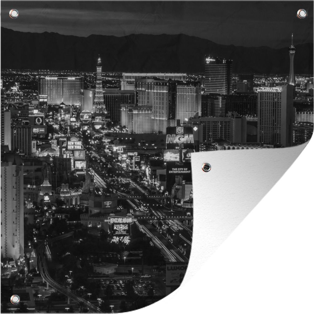 MuchoWow 50x50 cm Outdoor-Poster Gartendeko Sichtschutz Garten Poster für den Garten Las Vegas bei Nacht
