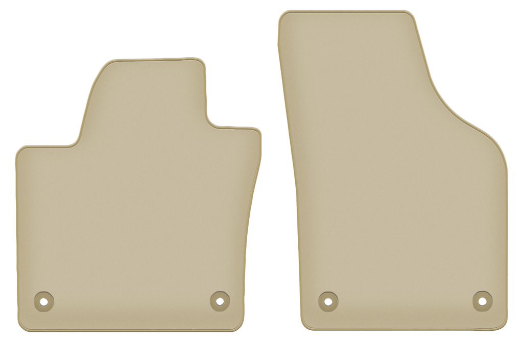 Velours-Fußmatten Vorne PREMIUM beige passend für Volkswagen Sharan II (2010-, Minivan) – mit Befestigungen – passgenau