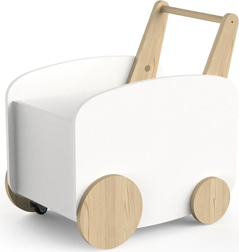 Chariot de rangement à roulettes scandinave FIRMIANA Blanc et Chêne