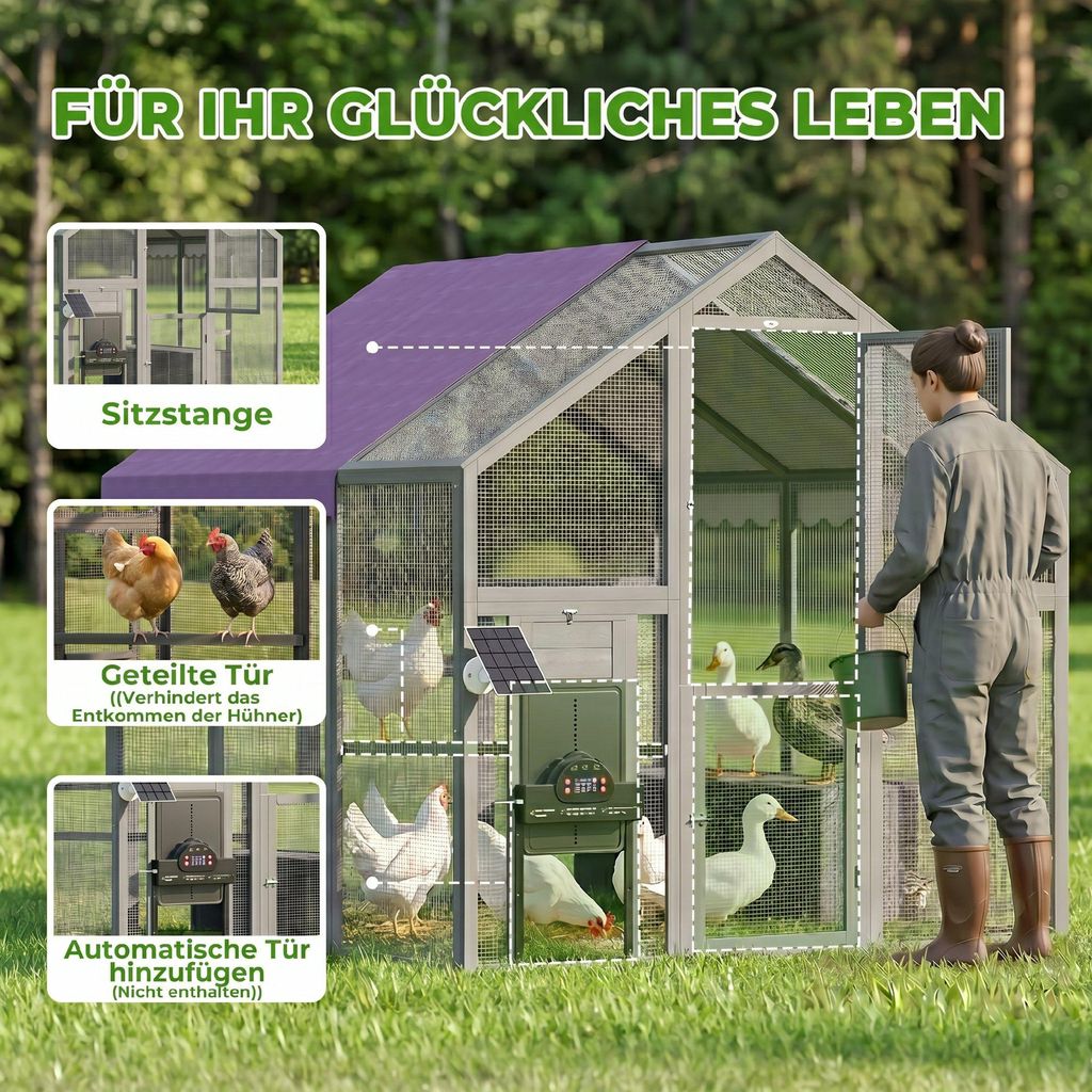 PawHut Hühnerstall Freilaufgehege 1,68x1,83x1,82 m Produktbild 