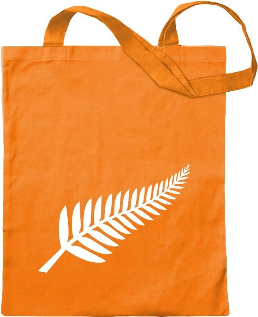 Kiwistar - Baumwolltasche - mandarin - Silver Fern/Neuseeland/Kiwis - Tragetasche Stoffbeutel Umhängetasche langer Henkel
