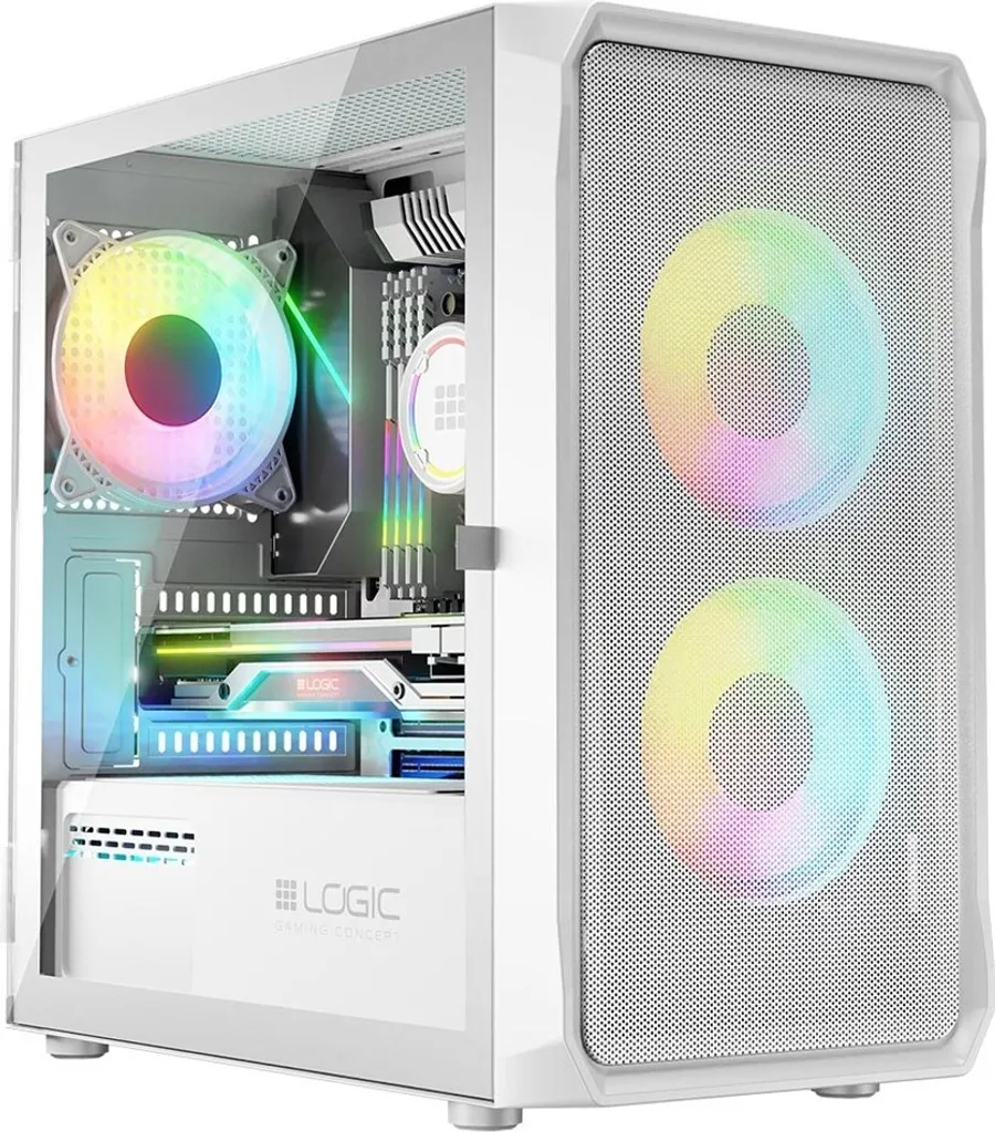 Logic Portos ARGB Mini Case White - Case PC Gaming Bianco Micro-ATX