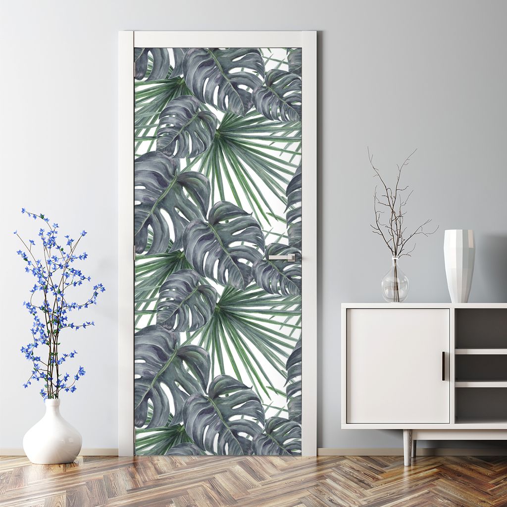 Dekorative Türposter Klebefolie selbstklebend Wandaufkleber Exotische Pflanzen 85 x 200 cm