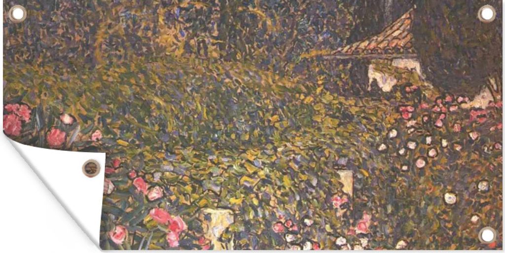 MuchoWow 60x30 cm Outdoor-Poster Gartendeko Sichtschutz Garten Poster für den Garten Italienische Gartenbaulandschaft - Gustav Klimt
