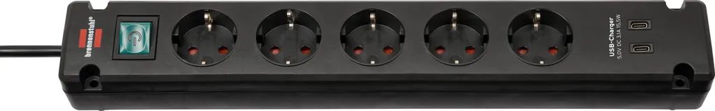 Rallonge multiprise 5 socles Brennenstuhl 3 mètres robuste et noire