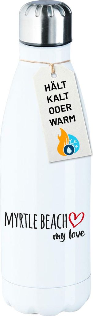 Huuraa Trinkflasche Myrtle Beach my love 500ml White Edelstahl Wasserflasche Trinkflasche Geschenkidee