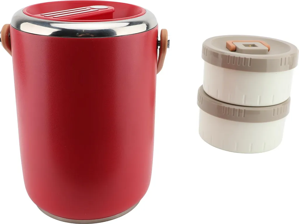 Lunch box isotherme 2L en inox 304 empilable pour repas chauds rouge