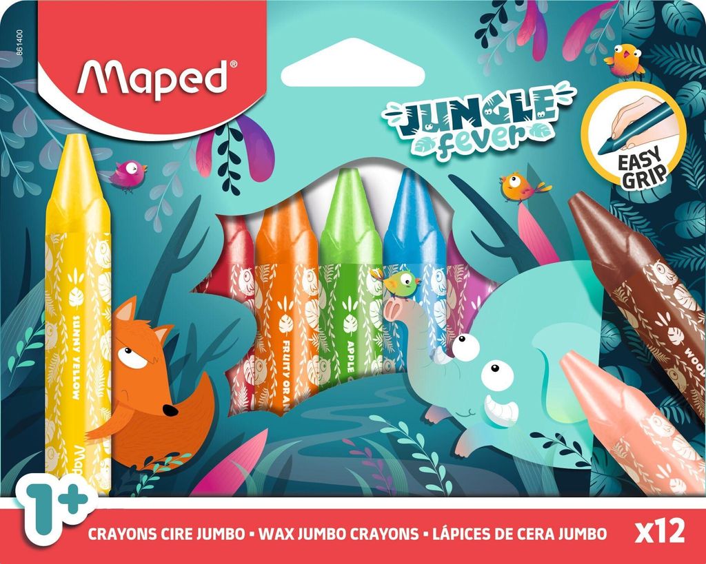 Maped Wachsmalstift JUNGLE fever JUMBO 12er Kartonetui Produktbild 